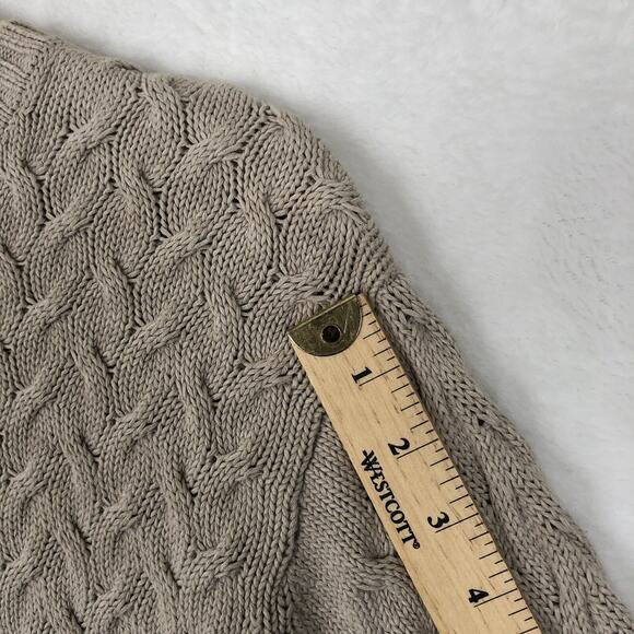 VTG AVIREX Y2K Sweater Men's Sz L Cream 100% Cotton Cable Knit Crew Neck L/S - Picture 9 of 11